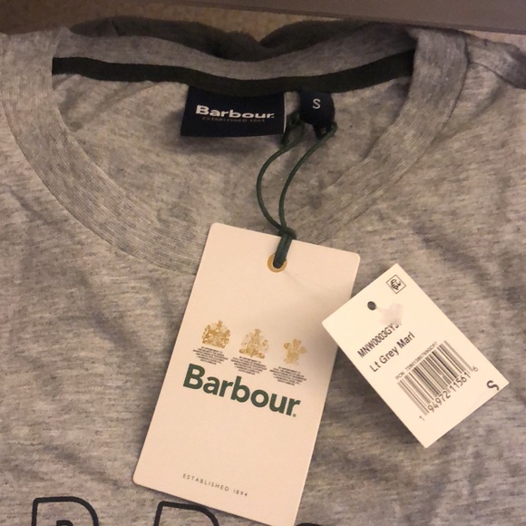 Barbour Calvert Logo Tee Shirt | NWT | Soft Cotton Blend Gray Crewneck | Size S - Picture 3 of 7